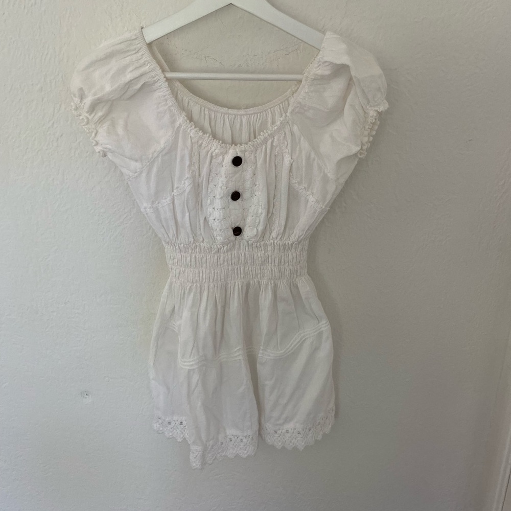 Vintage white cotton babydoll pheasant top - Picture 1 of 5